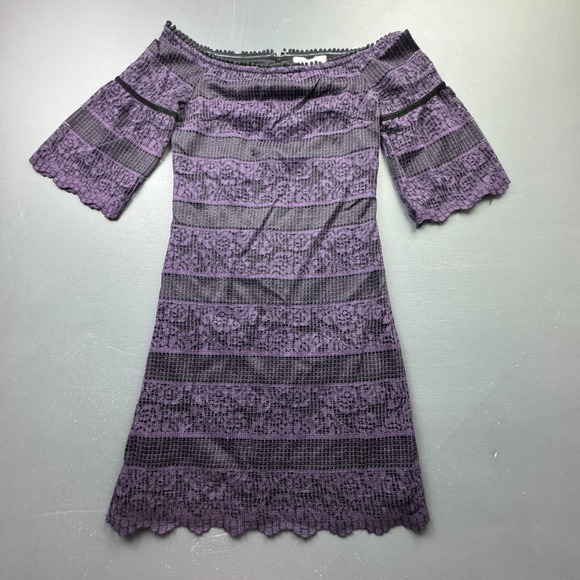 White House Black Market Dresses & Skirts - White House Black Market Dress Women's Size 0 Off-Shoulder Lace Purple Lined